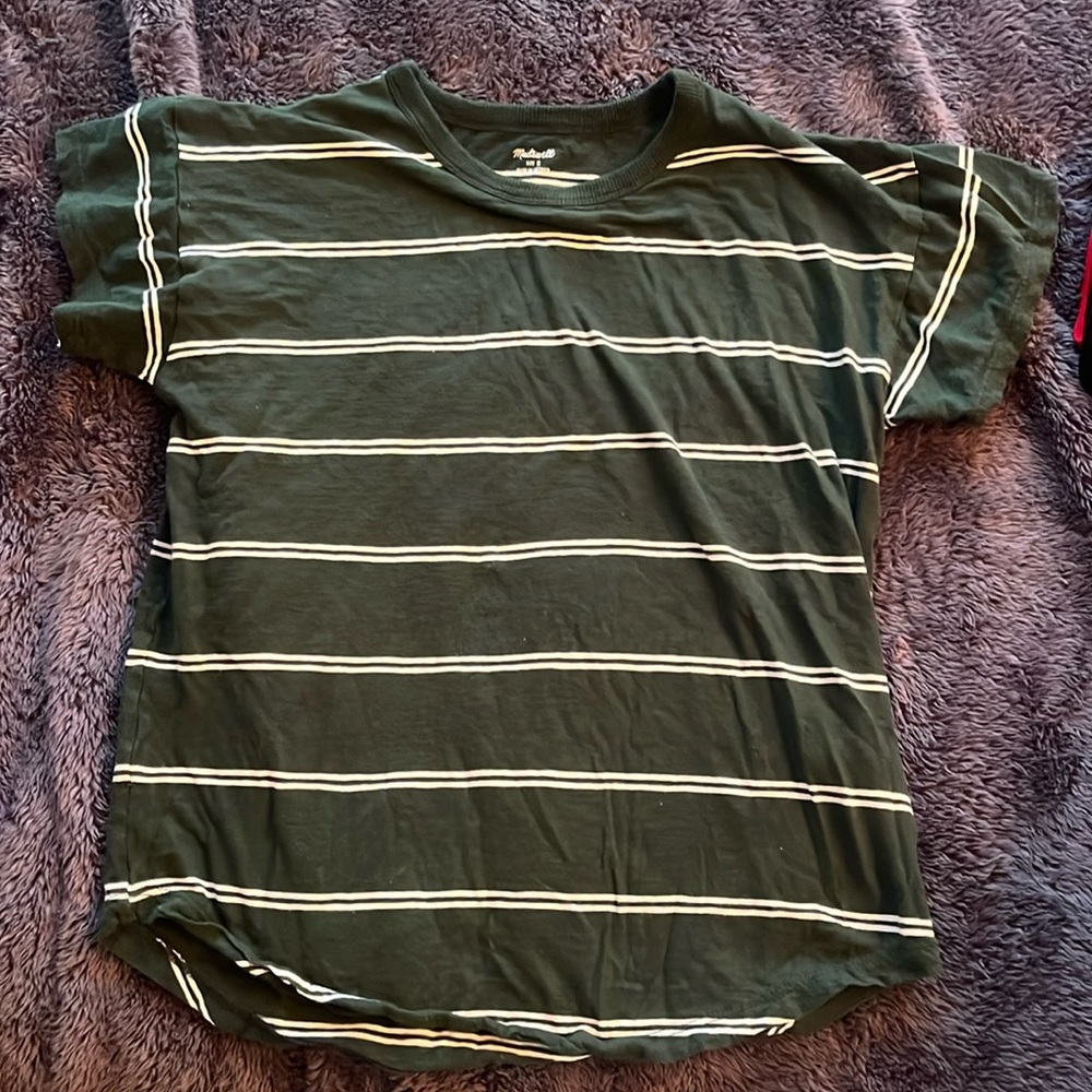 Madewell Green and White Tee